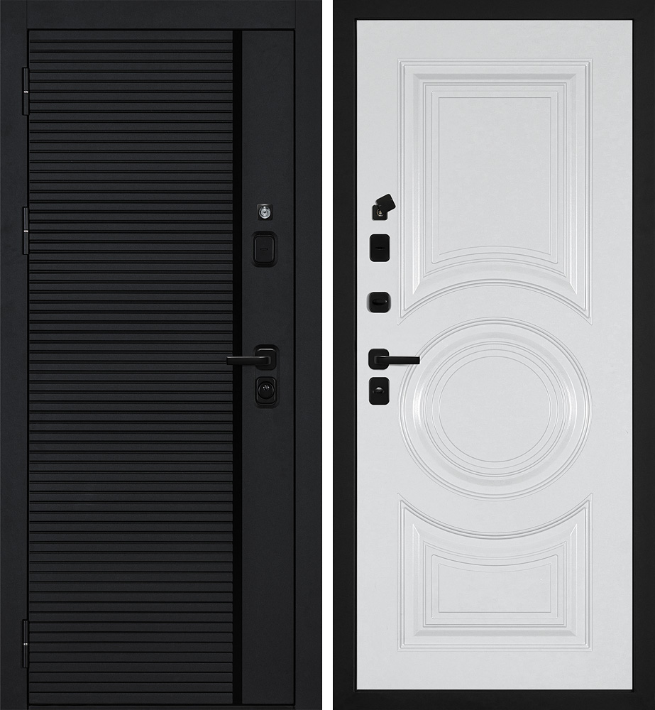 Дверь Галактика-173/PR- 177 Черный мягкая шагрень / Белый