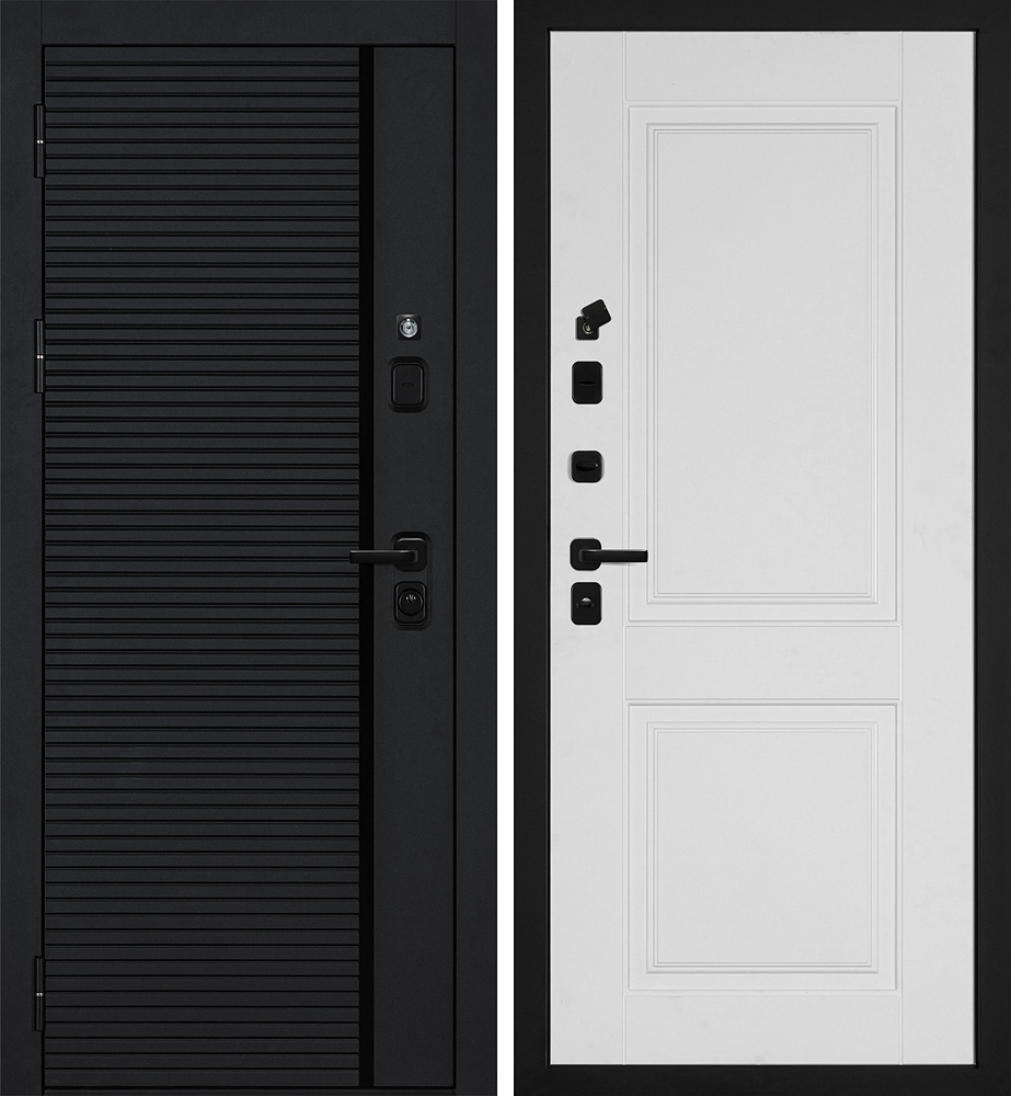 Дверь Галактика-173/PR- 180 Черный мягкая шагрень / Белый