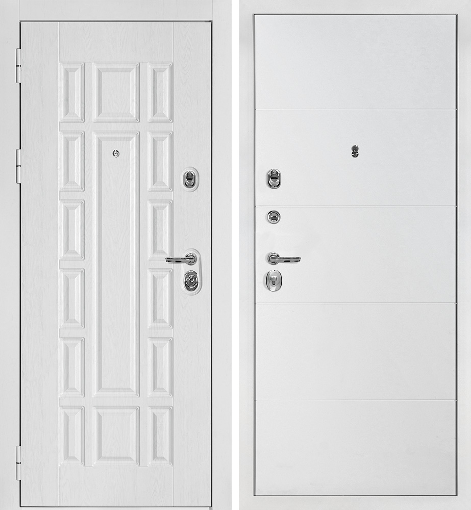 Дверь Квадро-124/PR- 35 Белый дуб фактурный / Белый