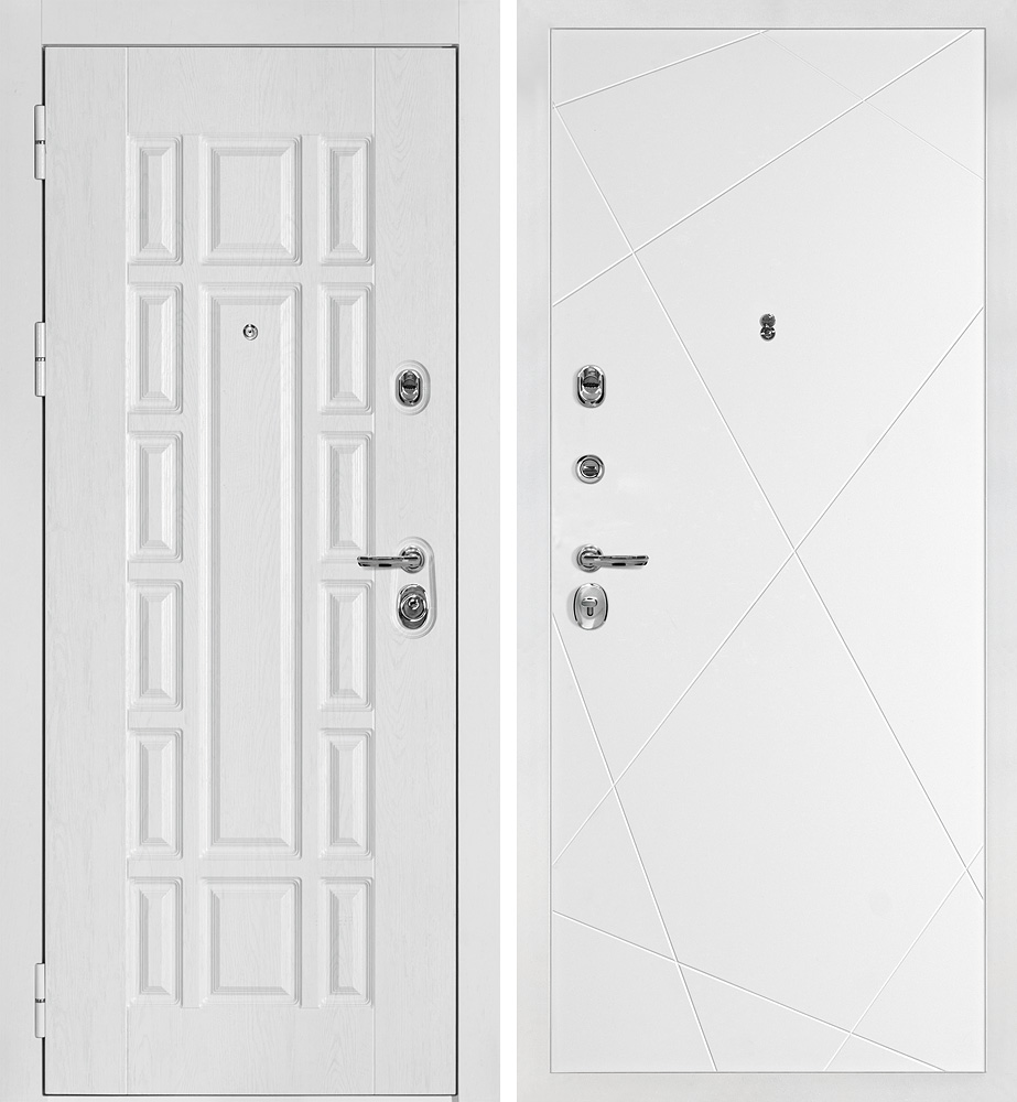 Дверь Квадро-124/PR-103 Белый дуб фактурный / Белый