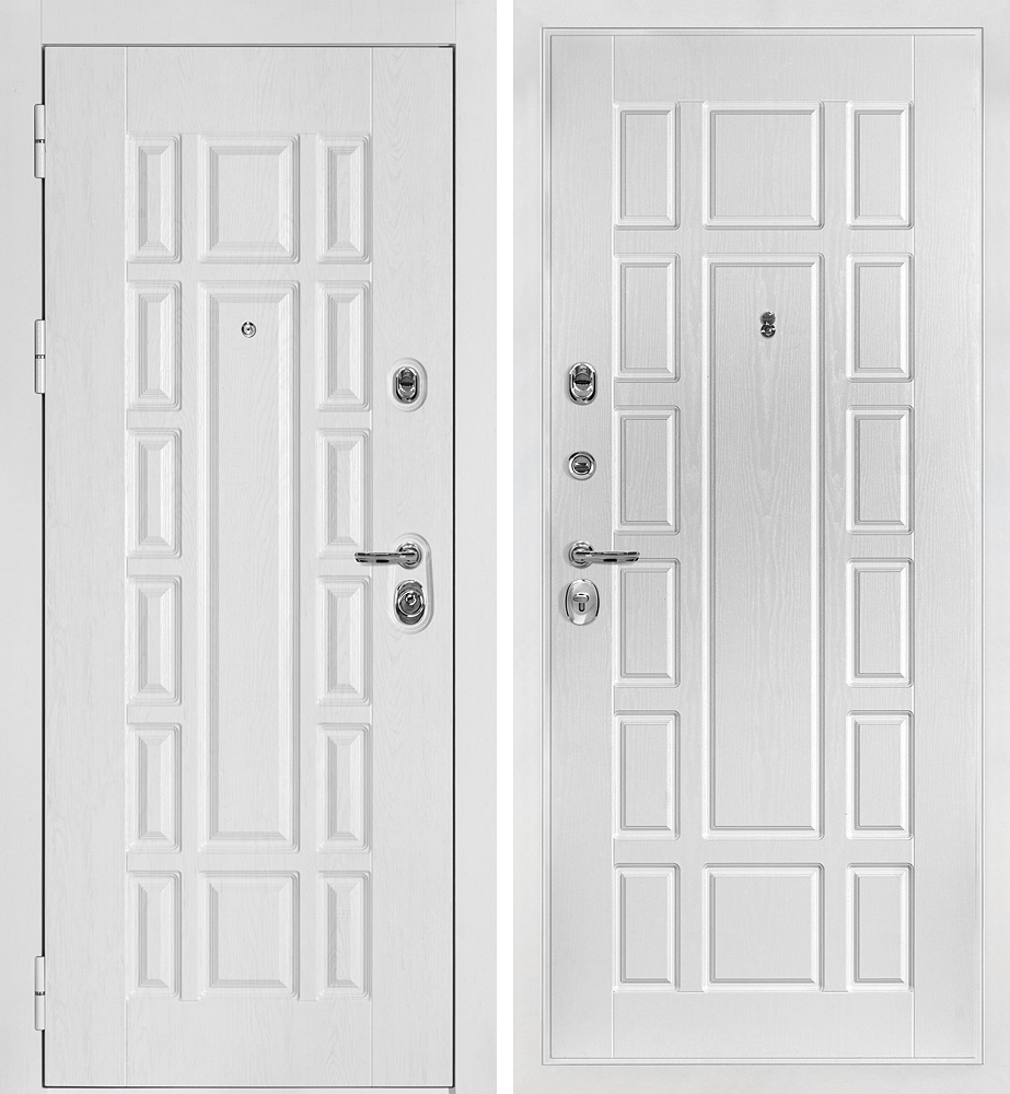 Дверь Квадро-124/PR- 124 Белый дуб фактурный / белый ясень