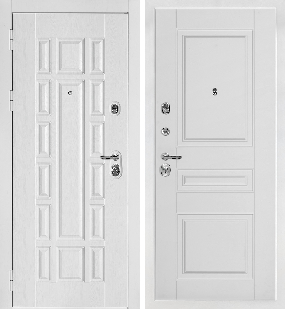 Дверь Квадро-124/PR- 126 Белый дуб фактурный / Белый