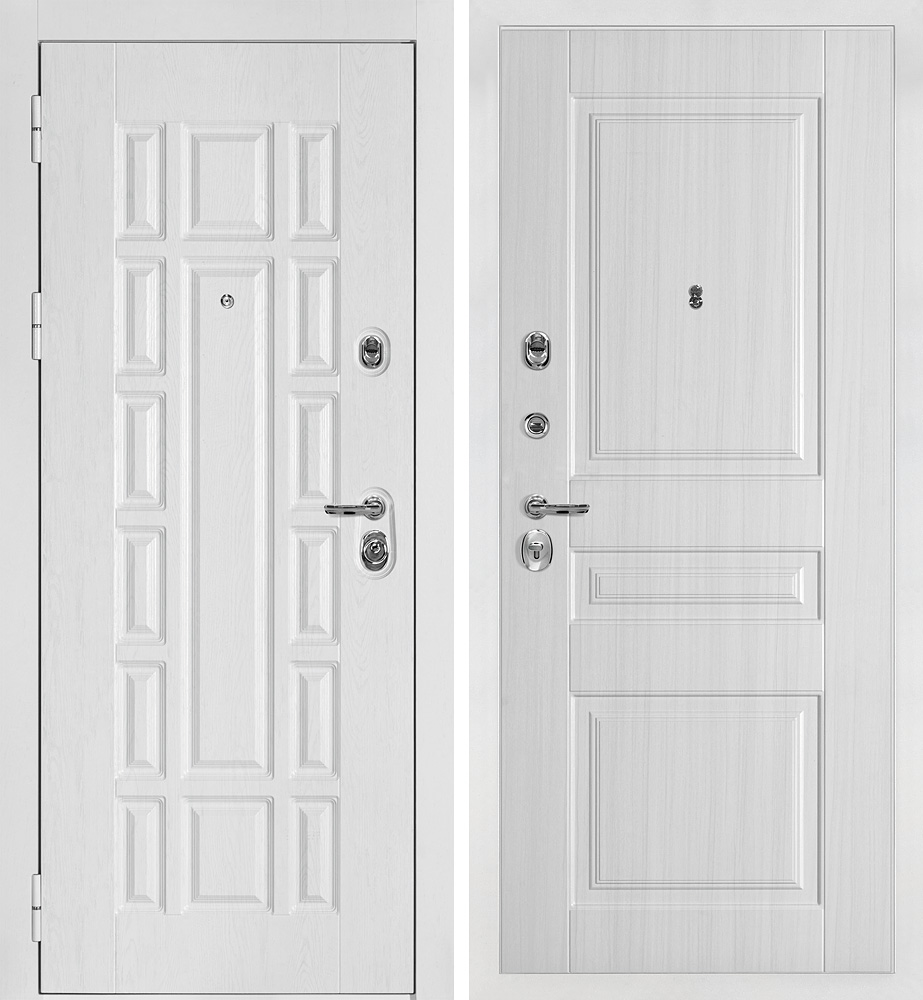 Дверь Квадро-124/PR- 150 Белый дуб фактурный / Сандал белый