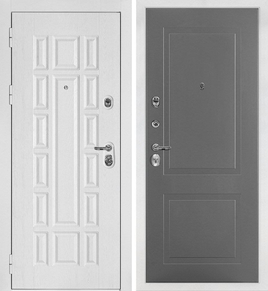 Дверь Квадро-124/PR- 167 Белый дуб фактурный / Серый