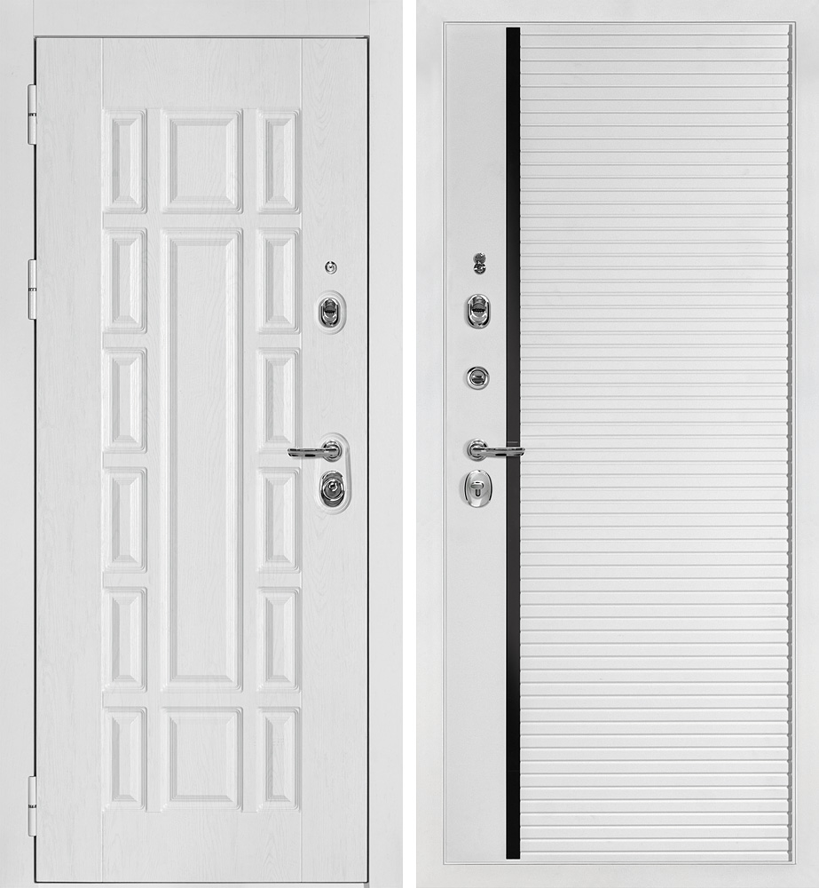 Дверь Квадро-124/PR- 173 Белый дуб фактурный / Белый