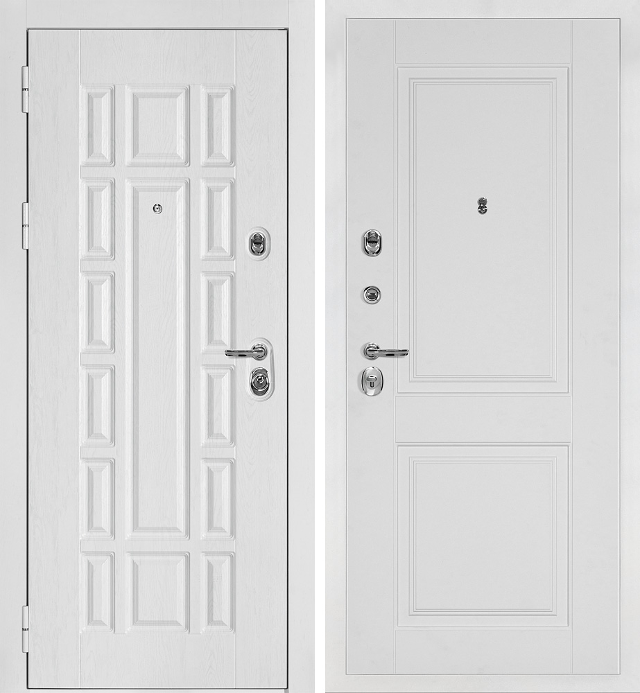 Дверь Квадро-124/PR- 180 Белый дуб фактурный / Белый
