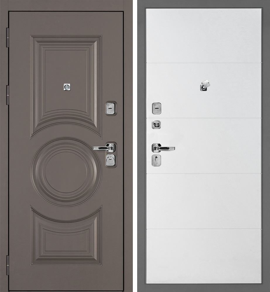 Дверь Плаза-177/PR-35 Коричнево-серый / Белый