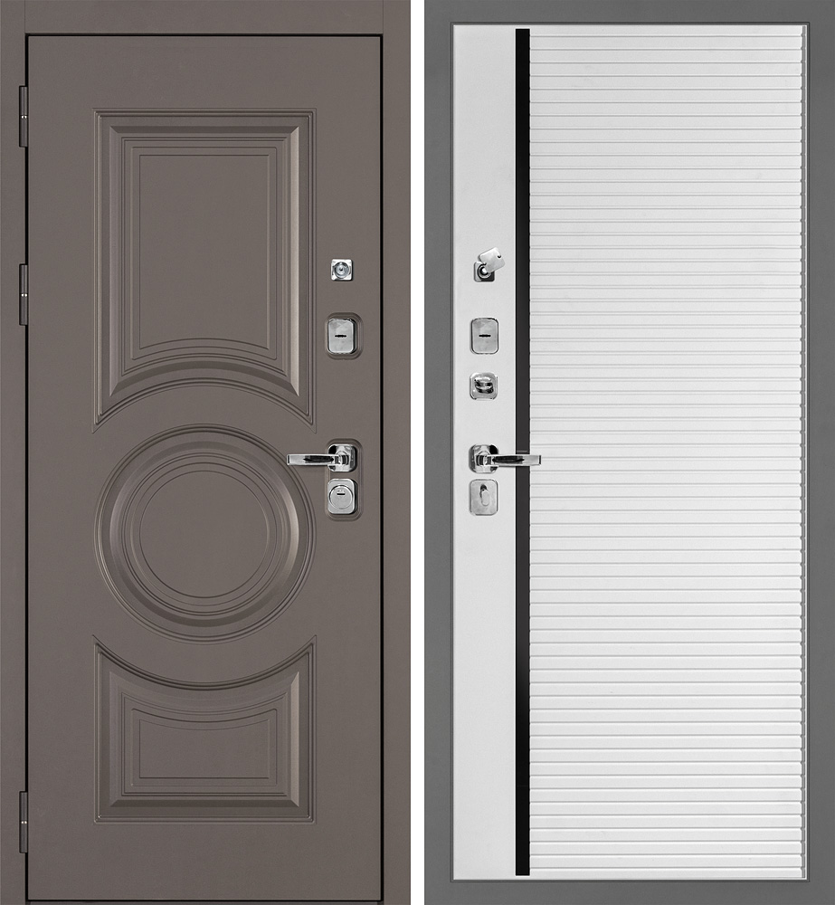Дверь Плаза-177/PR-103 Коричнево-серый / Белый