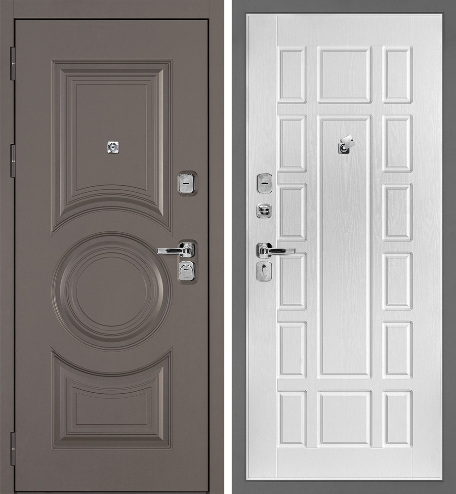 Дверь Плаза-177/PR-124 Коричнево-серый / белый ясень