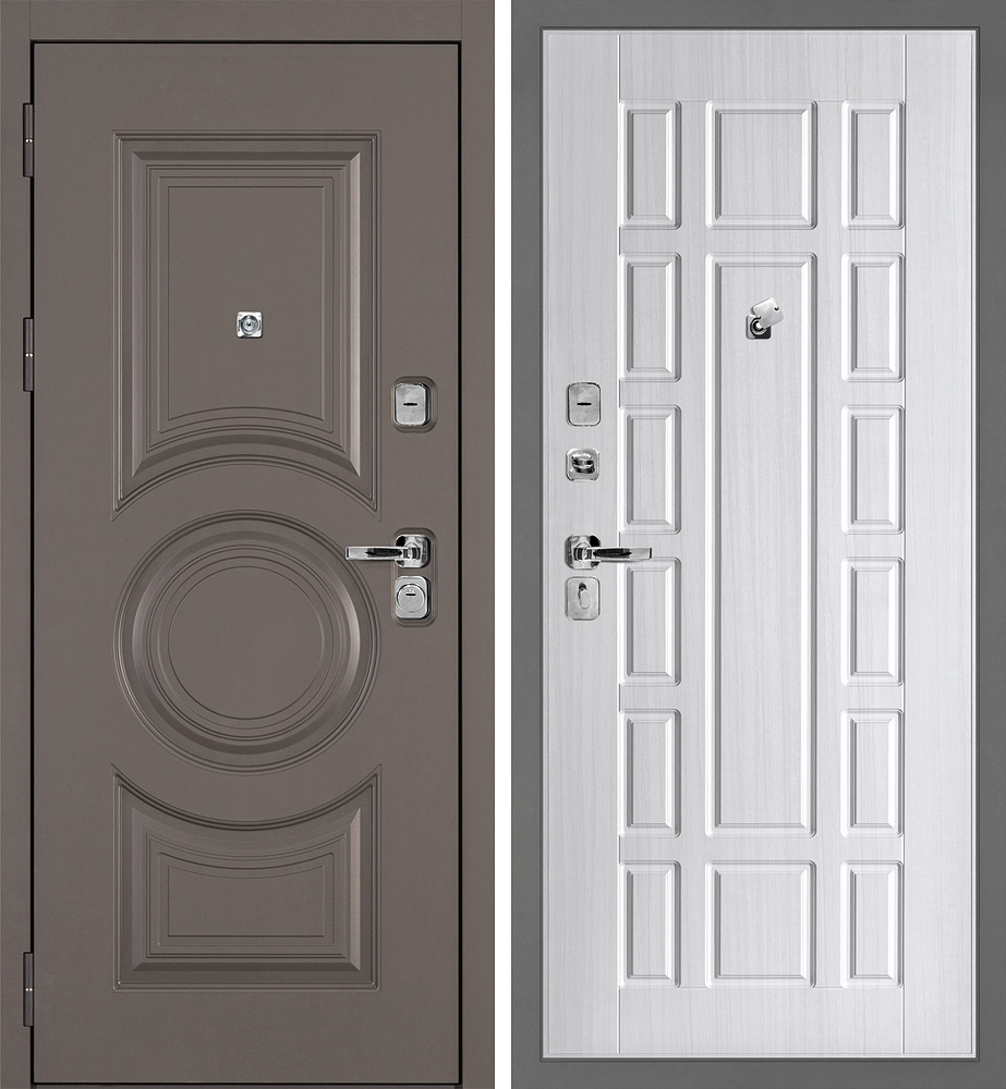 Дверь Плаза-177/PR-124 Коричнево-серый / Сандал белый