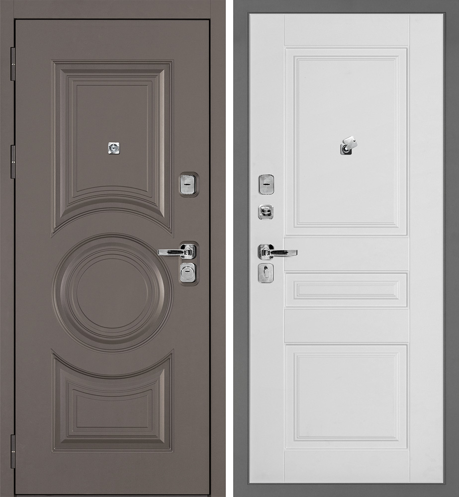 Дверь Плаза-177/PR-150 Коричнево-серый / Белый