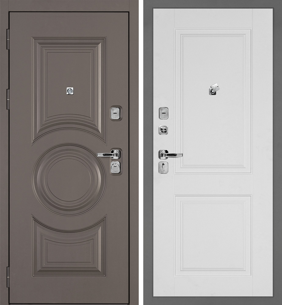 Дверь Плаза-177/PR-180 Коричнево-серый / Белый