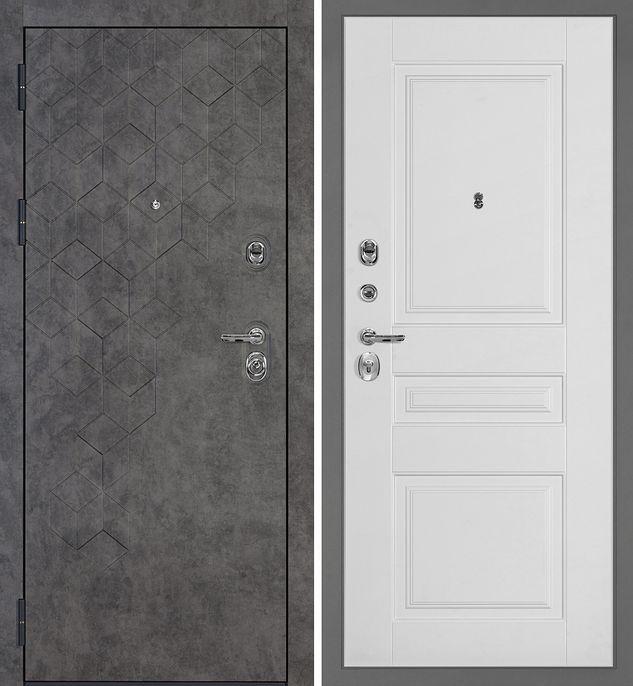 Дверь Тетра-126/PR-150 Бетон темный / Белый