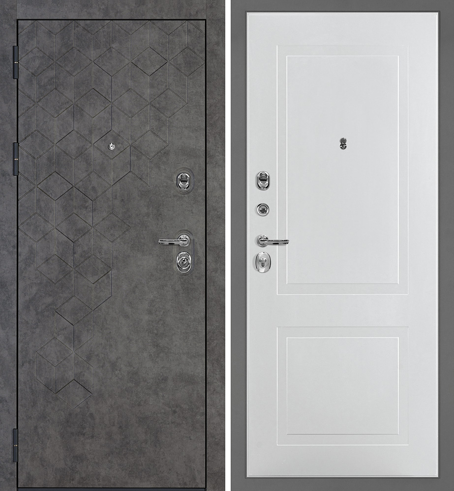 Дверь Тетра-126/PR-167 Бетон темный / Белый