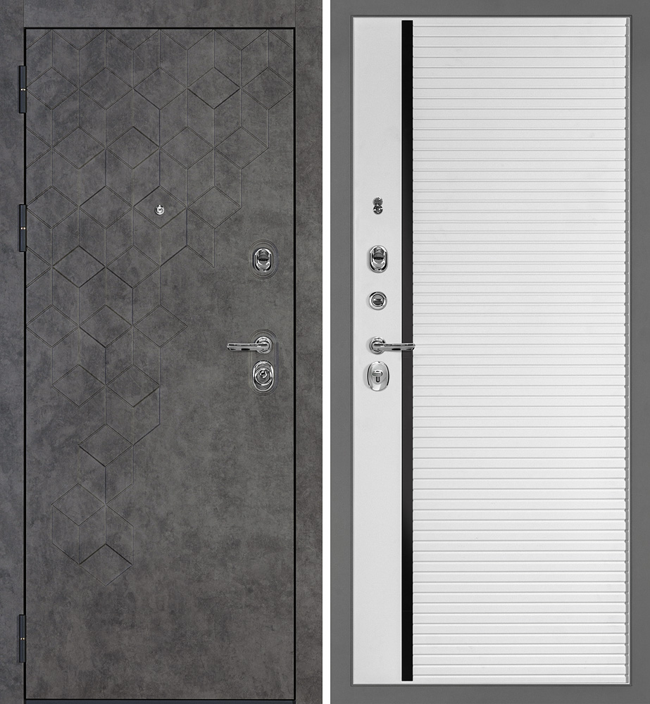 Дверь Тетра-126/PR-173 Бетон темный / Белый