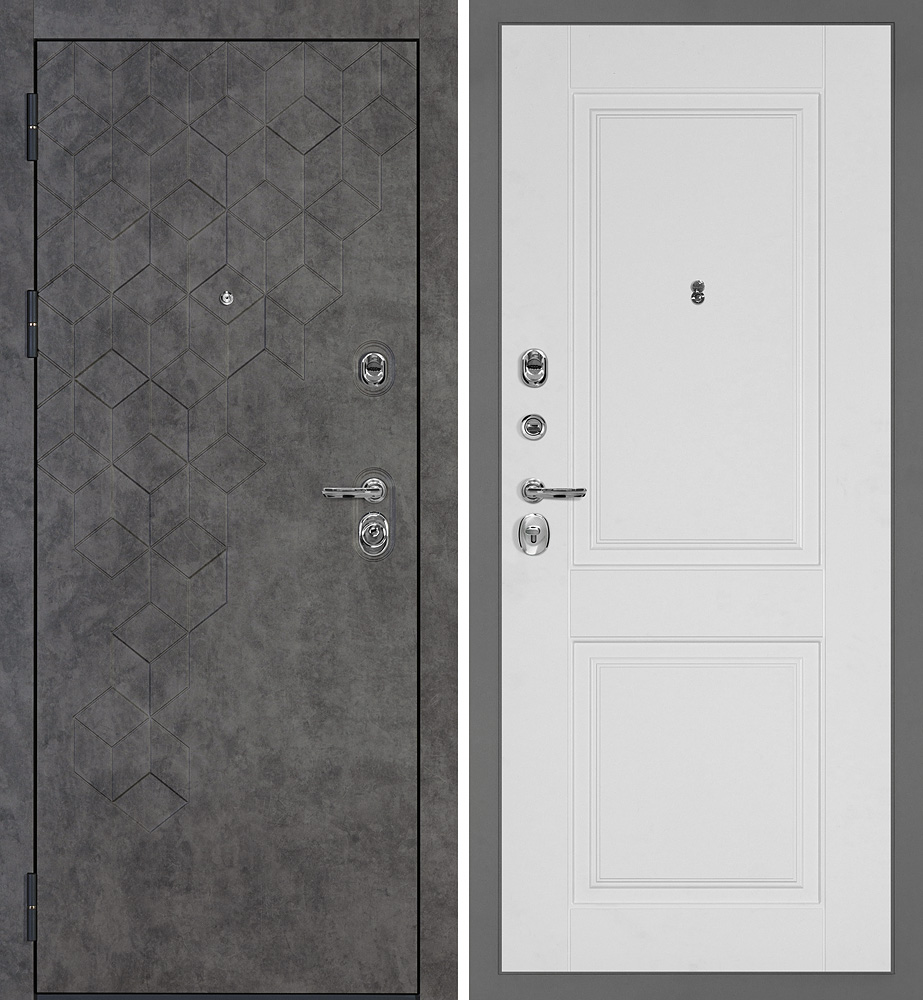 Дверь Тетра-126/PR-180 Бетон темный / Белый