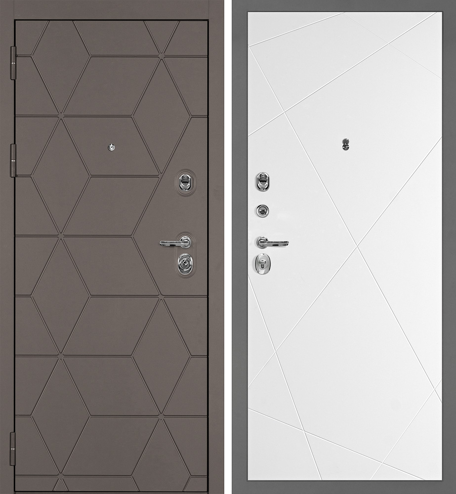 Дверь Тетра-181/PR-103 Коричнево-серый / Белый