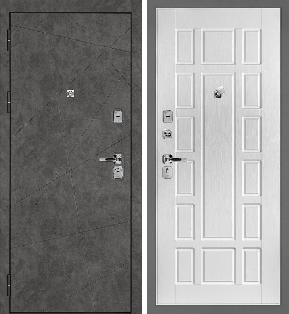 Дверь Урбан-127/PR-124 Бетон темный / белый ясень