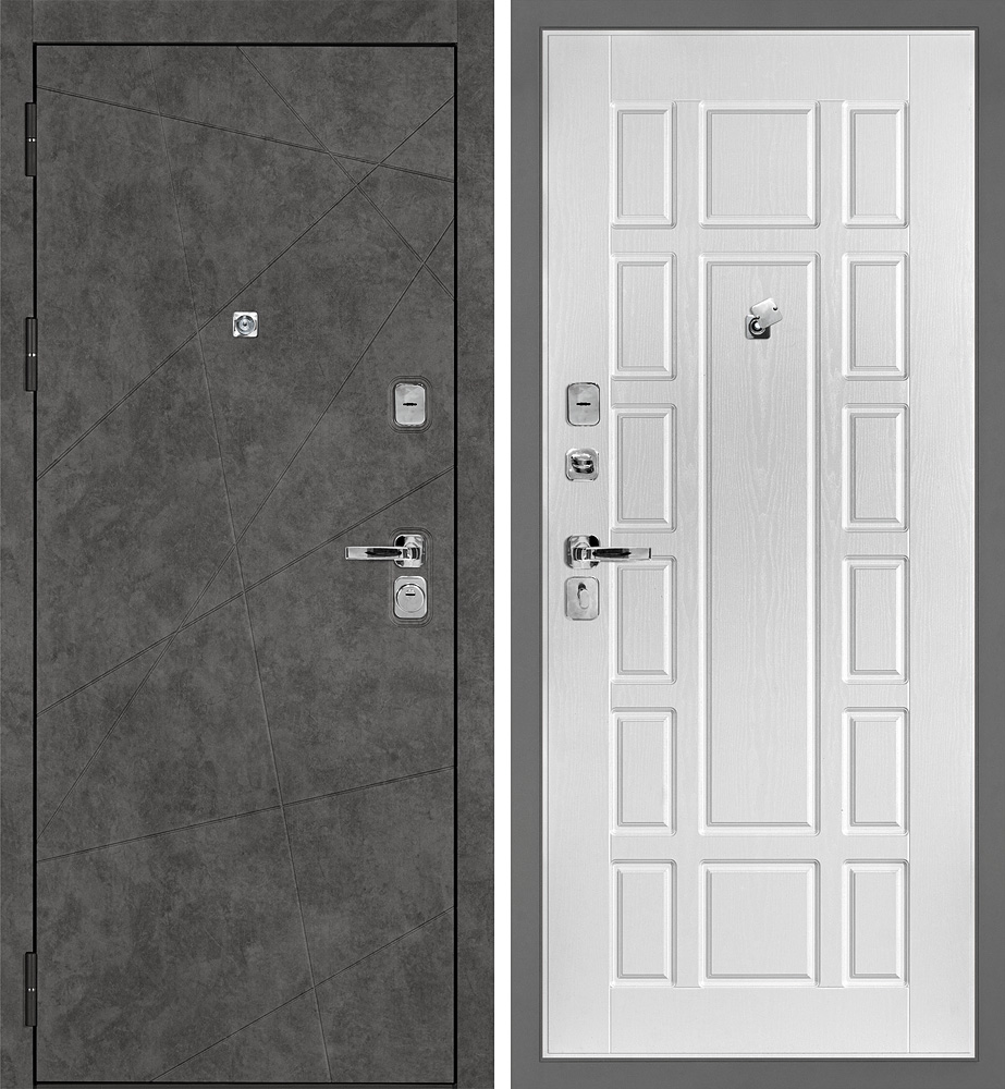 Дверь Урбан-127/PR-124 Бетон темный / Сандал белый