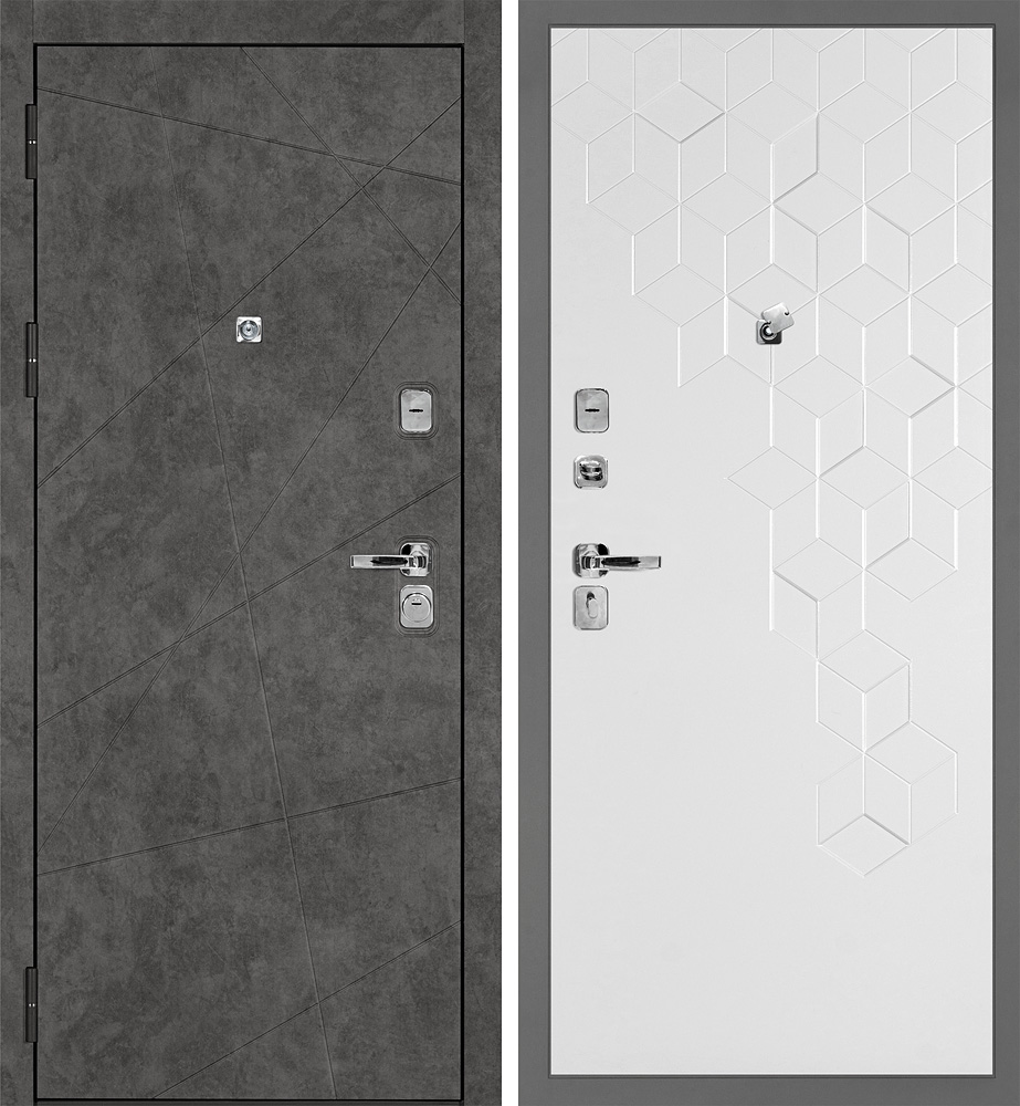 Дверь Урбан-127/PR-126 Бетон темный / Белый