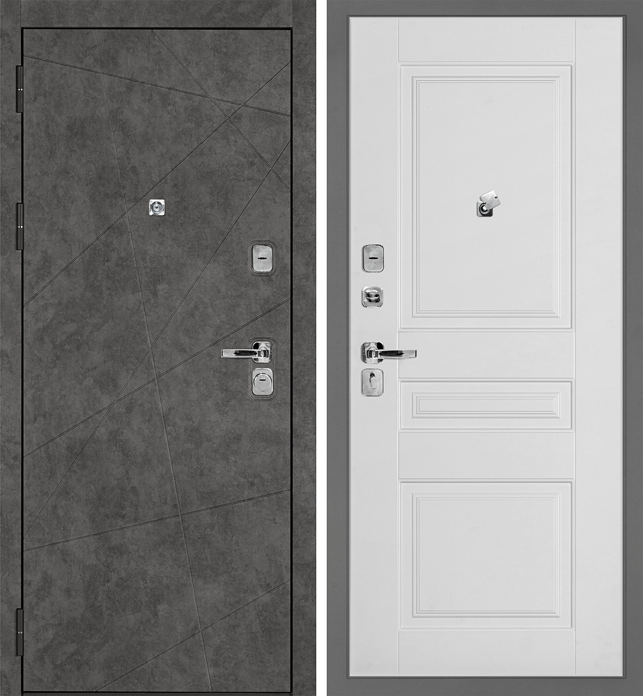 Дверь Урбан-127/PR-150 Бетон темный / Белый