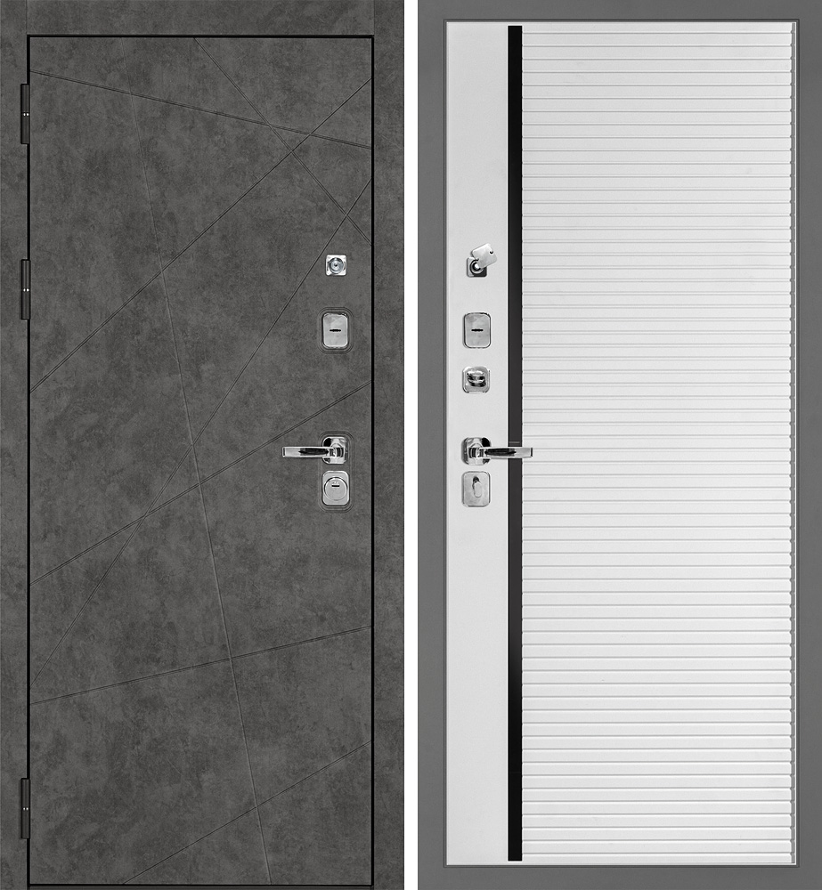 Дверь Урбан-127/PR-173 Бетон темный / Белый