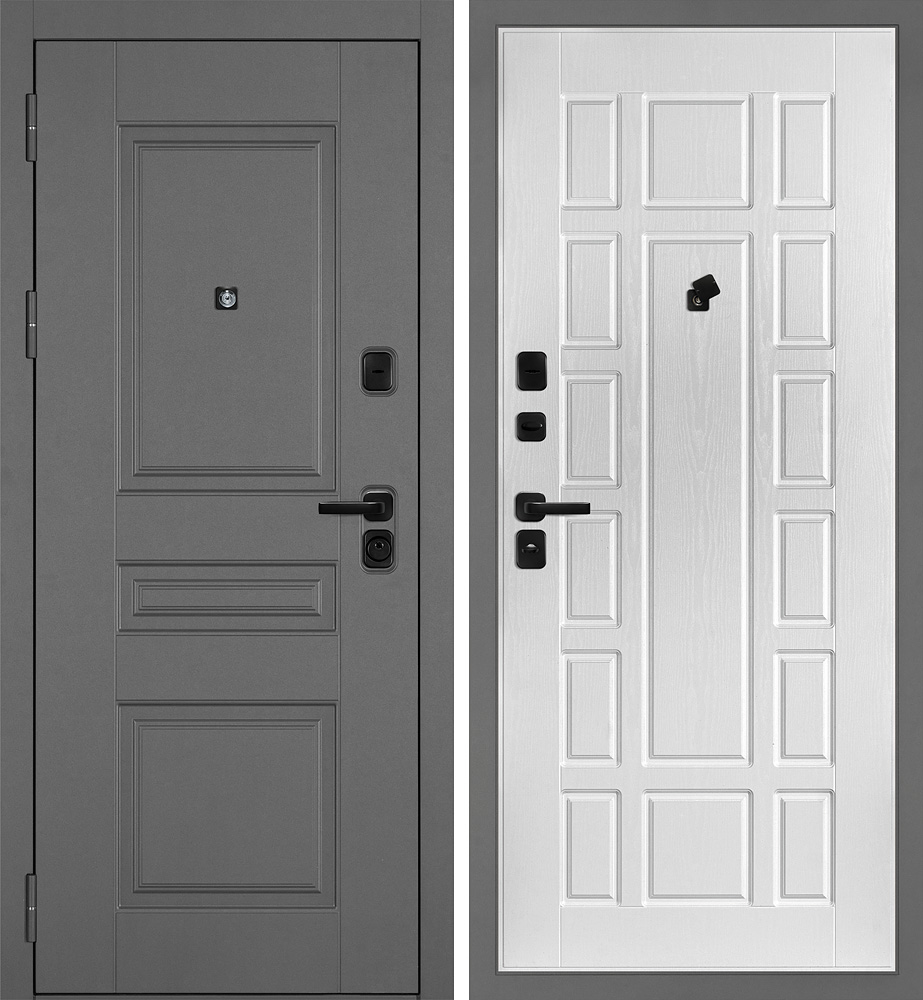Дверь Октава-150/PR-124 Серый / белый ясень