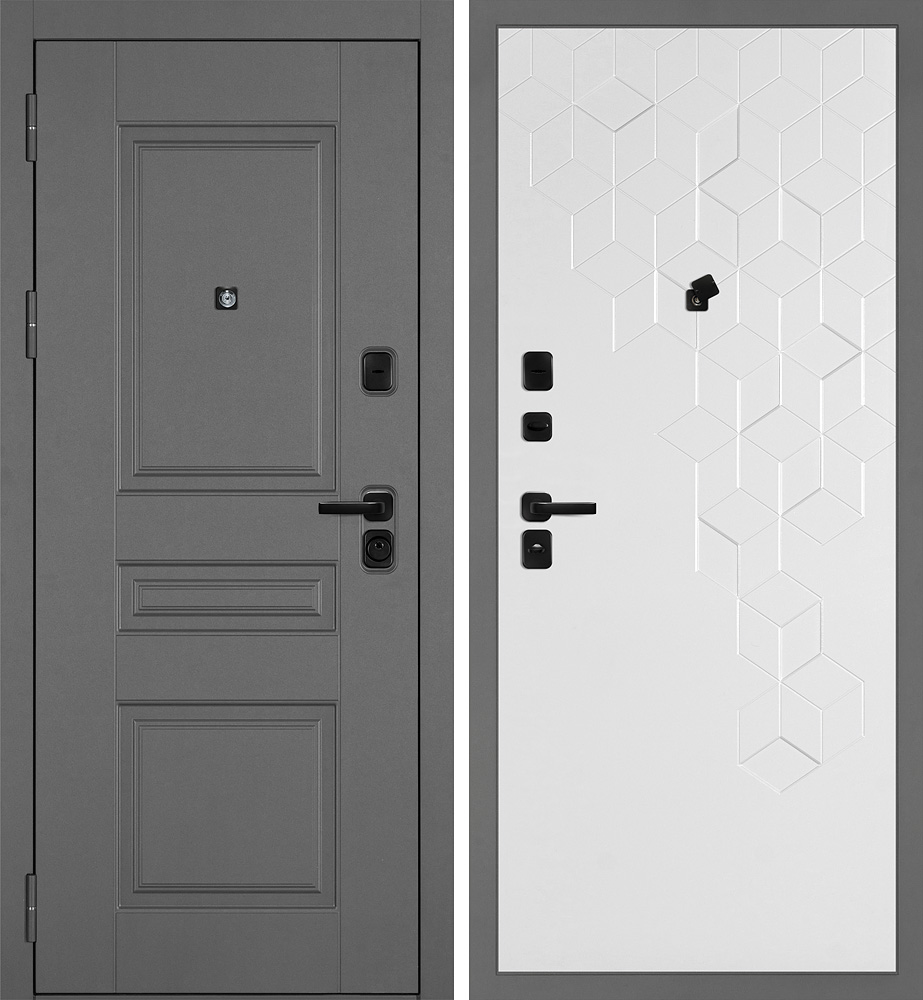 Дверь Октава-150/PR-126 Серый / Белый