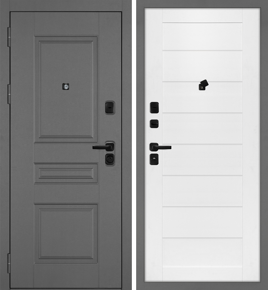Дверь Октава-150/ТЕХНО-708 Серый / Белоснежный