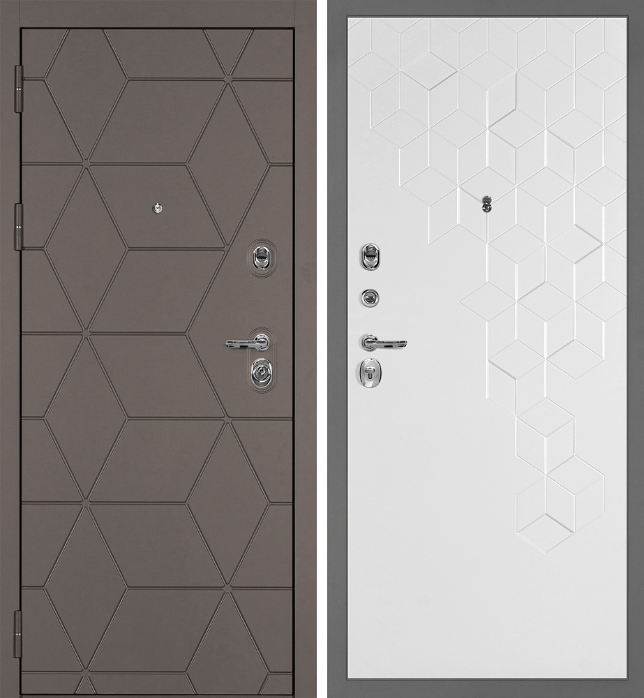 Дверь Тетра-181/PR-126 Коричнево-серый / Белый