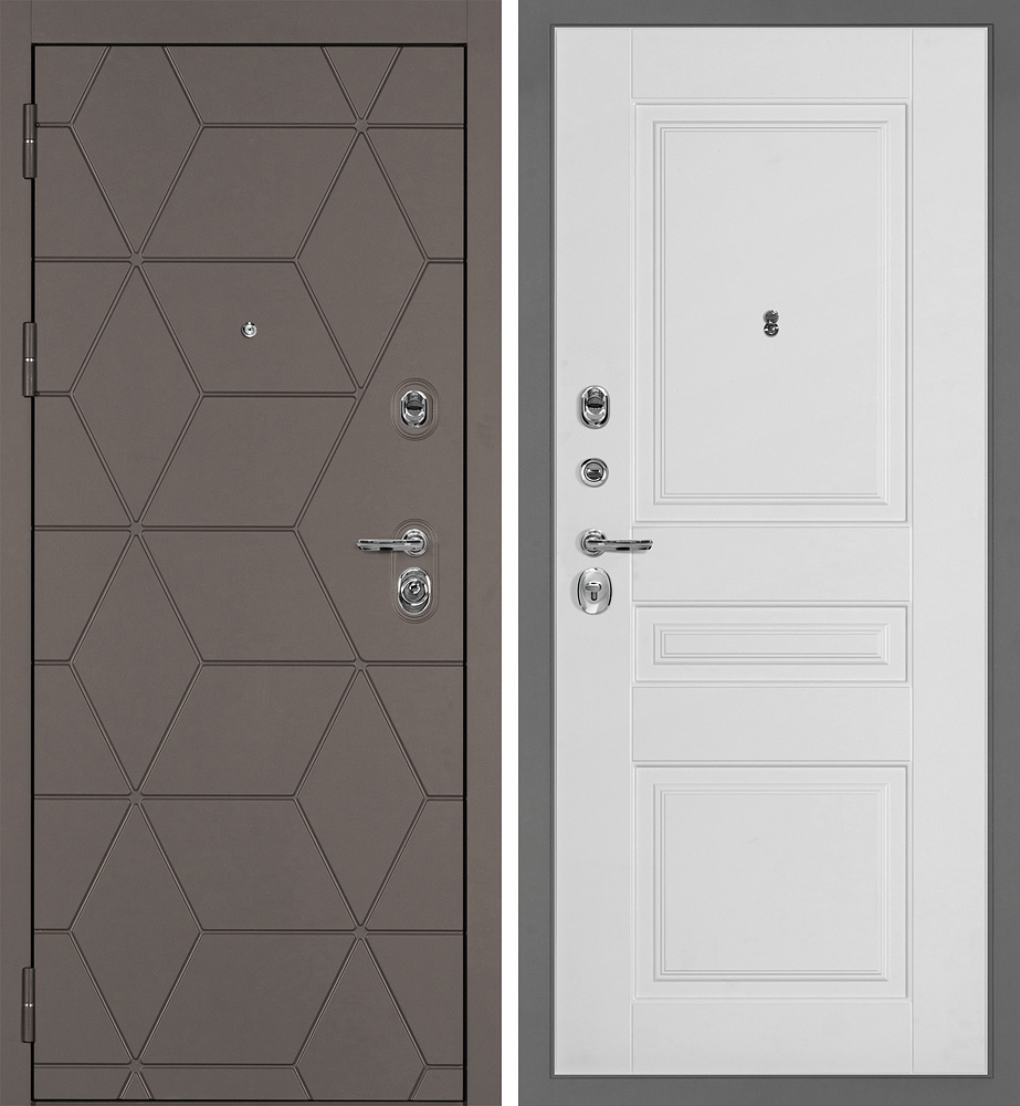 Дверь Тетра-181/PR-150 Коричнево-серый / Белый