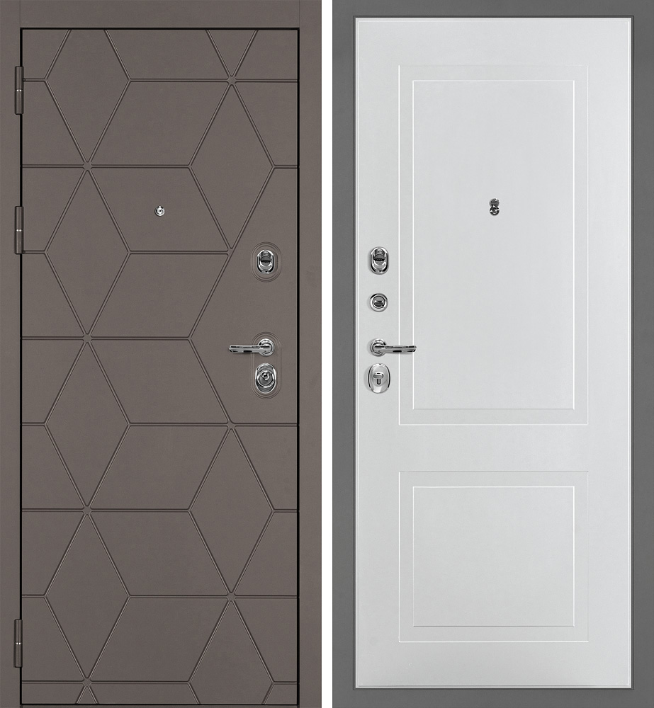 Дверь Тетра-181/PR-167 Коричнево-серый / Белый