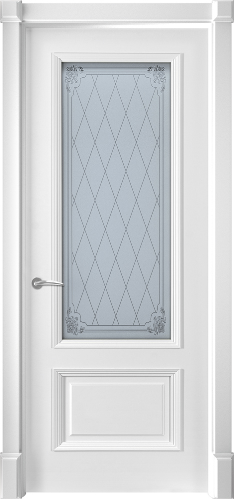 Двери крашеные (Эмаль) ТЕКОНА Смальта 23.2 со стеклом Белый ral 9003 размер 200 х 60 см. артикул F0000102403