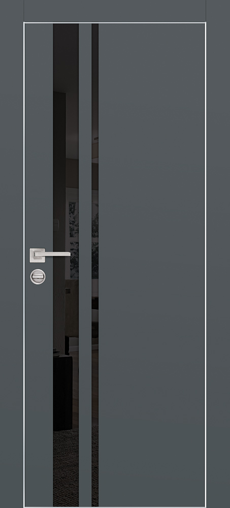 Двери ЭКОШПОН, ПВХ PROFILO PORTE PX-16 AL кромка с 4-х ст. со стеклом Графит размер 200 х 60 см. артикул F0000103119