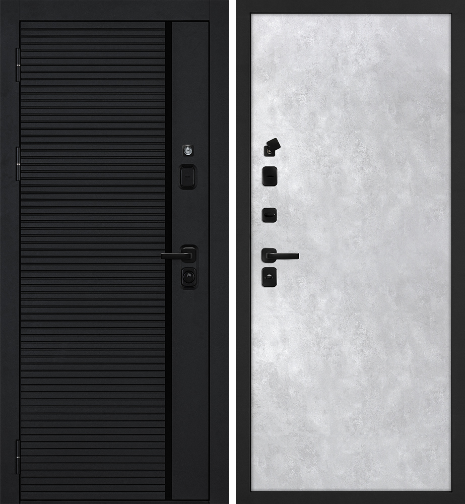Дверь Галактика-173/PP Черный мягкая шагрень / Серый бетон