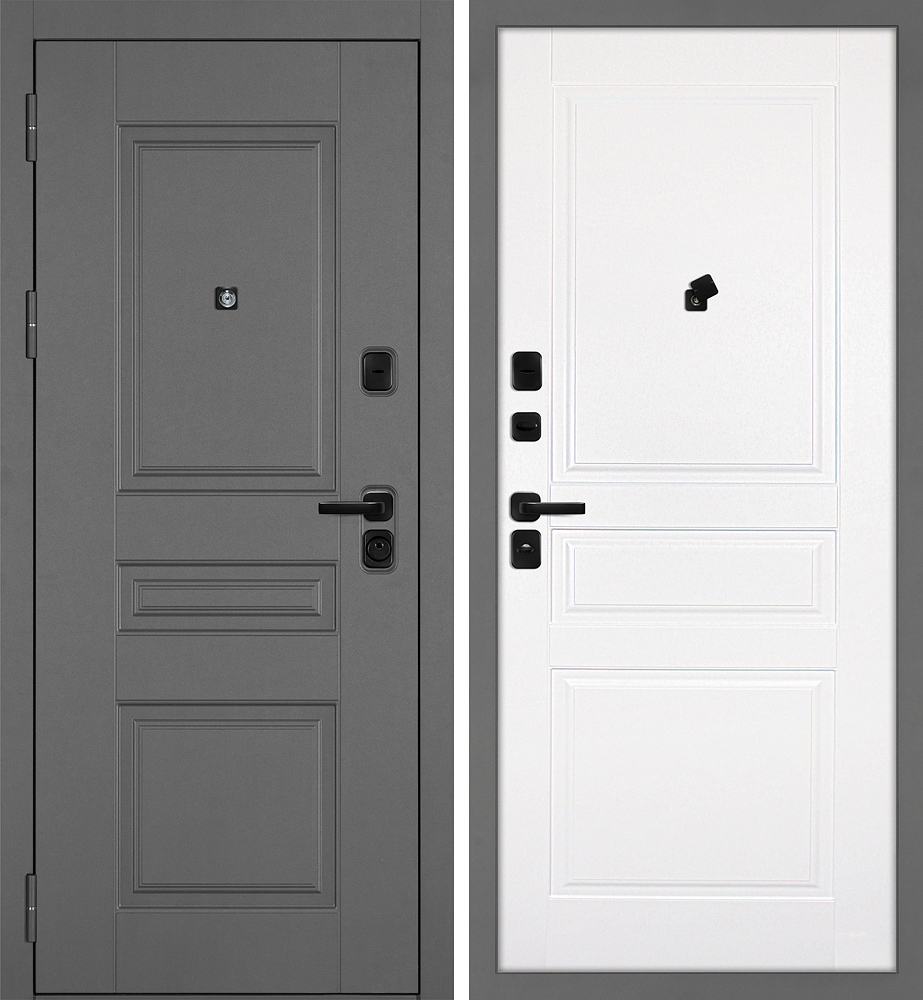 Дверь Октава-150/Smalta-01 Серый / Белый ral 9003
