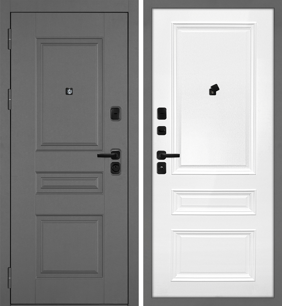 Дверь Октава-150/Smalta-06 Серый / Белый ral 9003