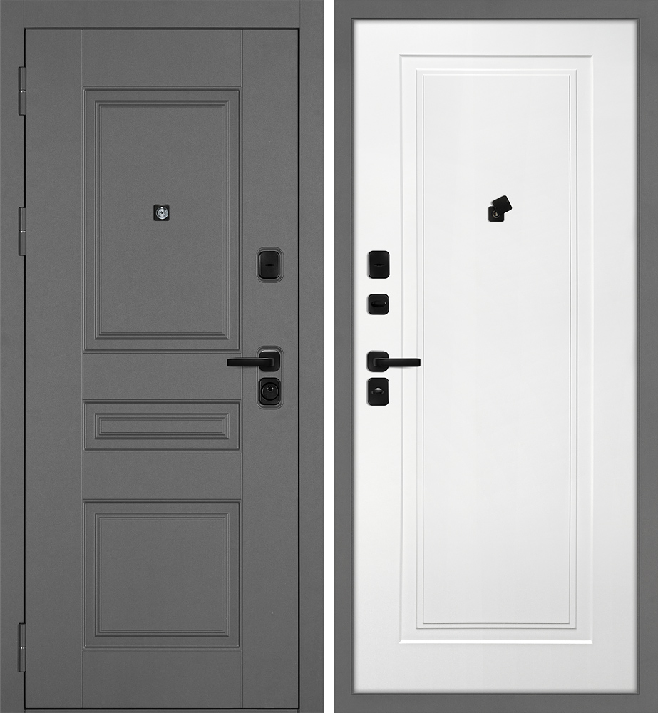 Дверь Октава-150/Smalta-Line 04 Серый / Белый ral 9003