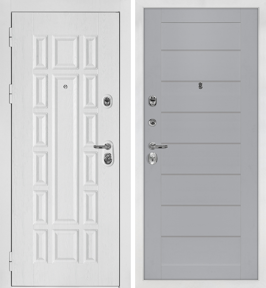 Дверь Квадро-124/Техно-708 Белый дуб фактурный / Манхэттен