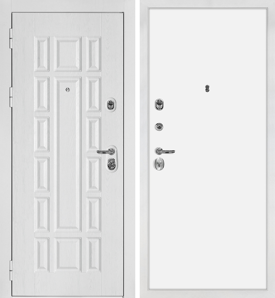 Дверь Квадро-124/PP Белый дуб фактурный / Белый