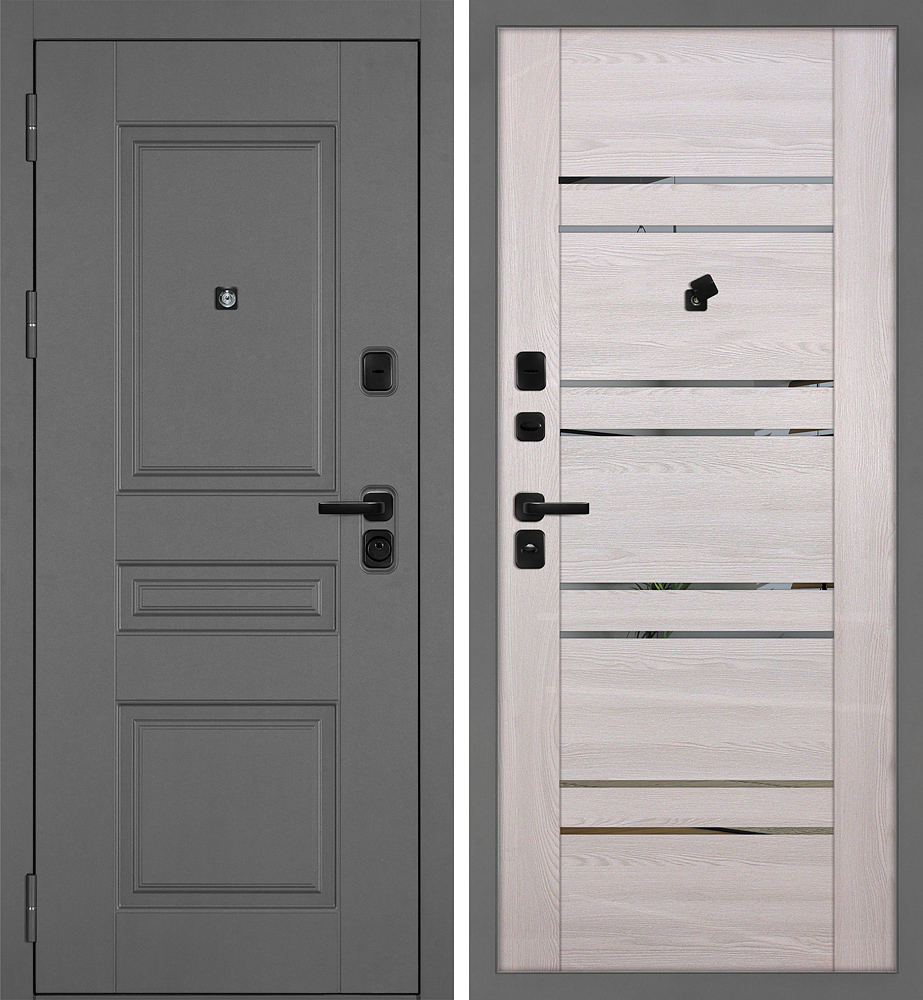 Дверь Октава-150/PSK-1 Серый / Ривьера крем