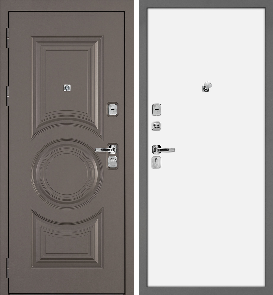 Дверь Плаза-177/PP Коричнево-серый / Белый