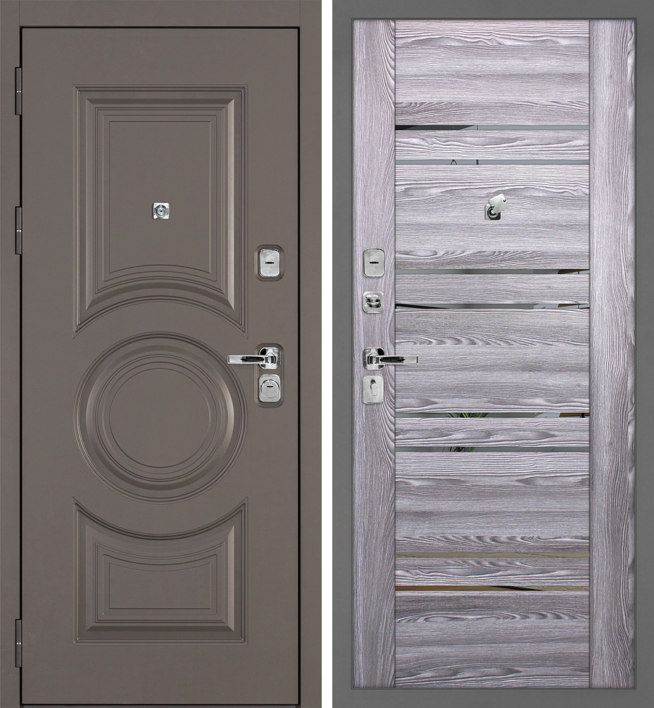Дверь Плаза-177/PSK-1 Коричнево-серый / Ривьера грей