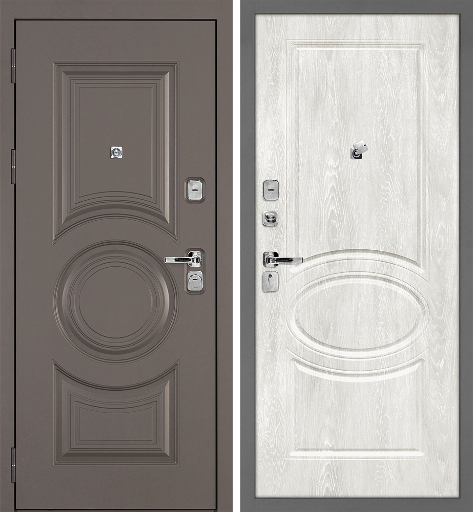 Дверь Плаза-177/Сиена-1 Коричнево-серый / Дуб жемчужный