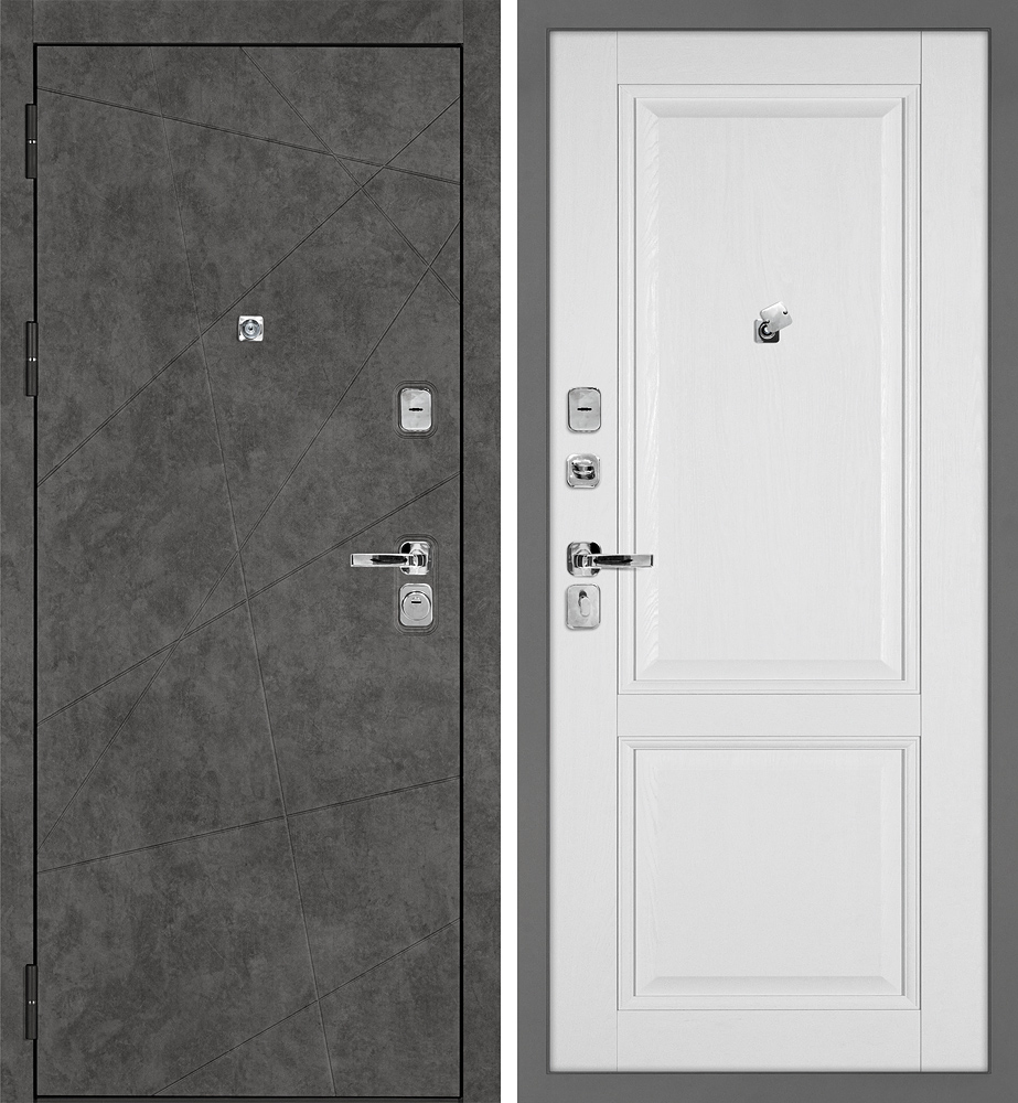 Дверь Урбан-127/PSU-28 Бетон темный / Белое дерево