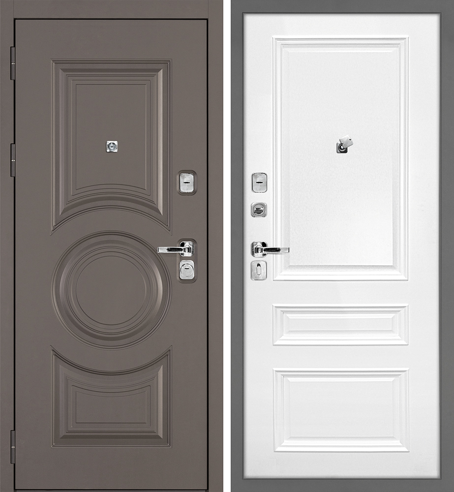 Дверь Плаза-177/Смальта-06 Коричнево-серый / Белый ral 9003