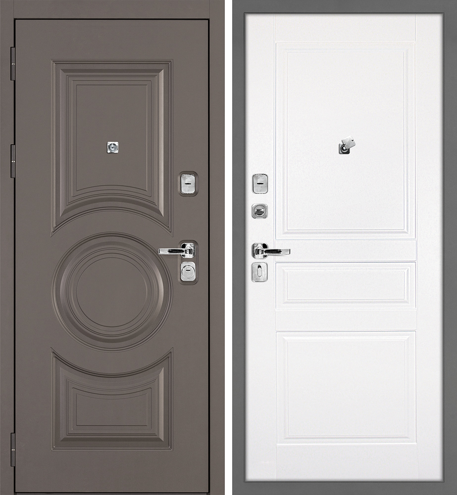 Дверь Плаза-177/Смальта-01 Коричнево-серый / Белый ral 9003