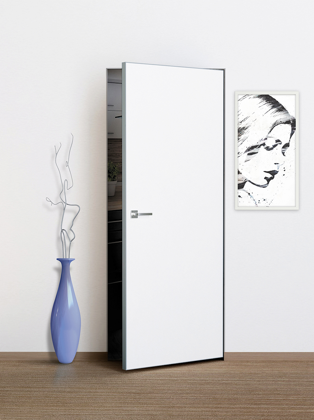 Дверь Фьюжн, кромка AL хром с 4-х сторон  /  200 х 90  