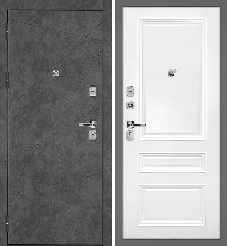 Дверь Урбан-127/Smalta-06 Бетон темный / Белый ral 9003