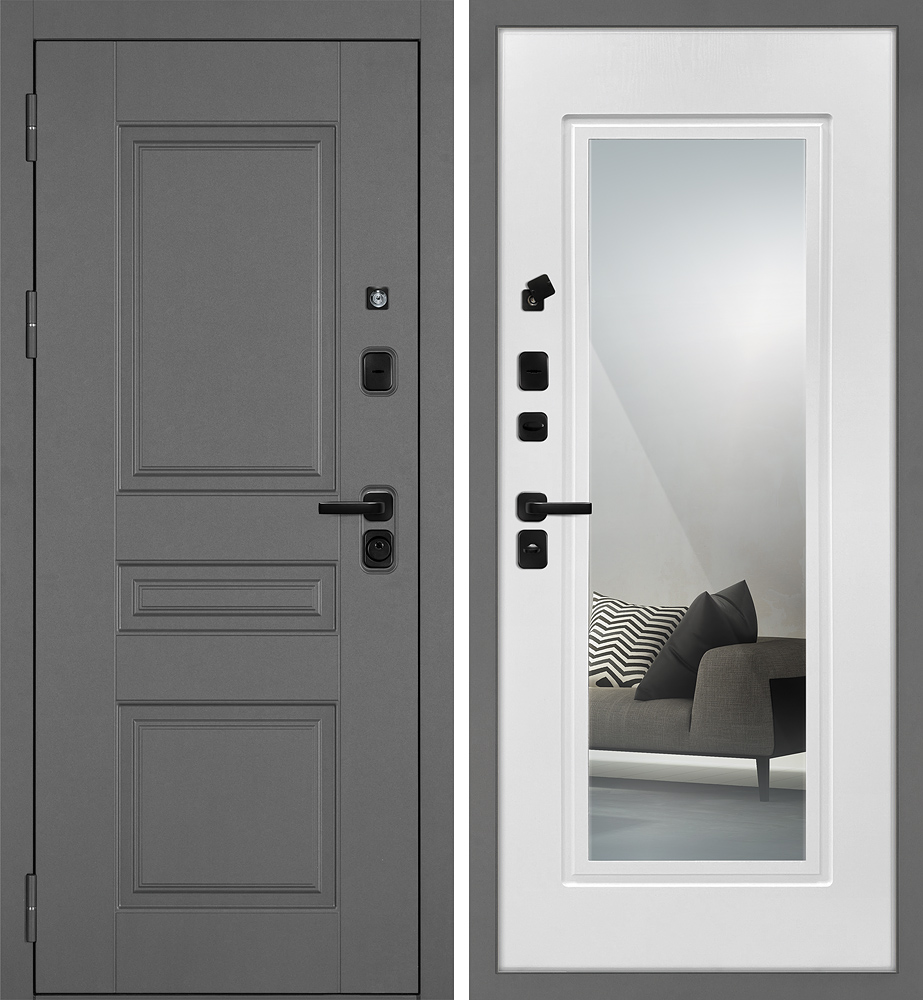 Дверь Октава-150/PR-192 Z Серый / Белое дерево